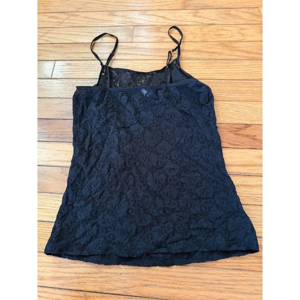 Y2K 2000s style gothic Black Floral‎ Lace Camisole Sheer Tank Top